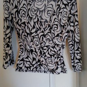 Floral Short Top w/Scattered Iridescent Sequins